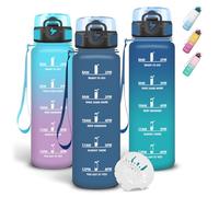 Grsta Botella Agua 1 litro, Botella Agua Gimnasio con Filtros, Diseño de Cerradura, A Prueba de Fugas Cantimplora, Con Marcador de Tiempo, Cantimplora para Cámping, Bicicleta, Colegio