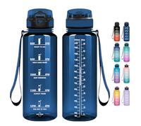 Grsta Botella agua, 1500ML Botella agua Gimnasio, Botella de Agua Deportiva, a Prueba de Fugas y no BPA, Botella agua Gym M con Pajita para Camping, Ciclismo, Escuela