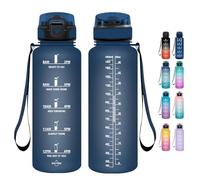 Grsta Botella agua, 1500ML Botella agua Gimnasio, Botella de Agua Deportiva, a Prueba de Fugas y no BPA, Botella agua Gym M con Pajita para Escuela, Ciclismo, Camping
