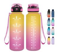 Grsta Botella agua - 1500ML - Botella de Agua Deportiva, Botella agua Gimnasio, a Prueba de Fugas y no BPA, Botella agua Gym M con Pajita para Camping, Escuela, Ciclismo