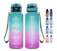 Grsta Botella agua, 1500ML Botella de Agua Deportiva, Botella agua Gimnasio, a Prueba de Fugas y no BPA, Botella agua Gym M con Pajita para Camping, Escuela, Ciclismo