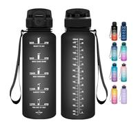 Grsta Botella agua, 1500ML Botella de Agua Deportiva, Botella agua Gimnasio, a Prueba de Fugas y no BPA, Botella agua Gym M con Pajita para Escuela, Camping, Ciclism
