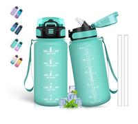 Grsta Botella Agua 500ml, A Prueba de Fugas, Botella con Pajita, Botellas Agua Niños Colegio, Botella Reutilizable, Cantimplora Infantil para la Escuela, Oficina, Viajar, Correr, Verde