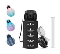 Grsta Botella Agua, 500ml Botella Agua con Pajita, Cantimplora con Marcador de Tiempo, Diseño de Cerradura, Cantimplora A Prueba de Fugas para Guardería, Bicicleta, Escuela