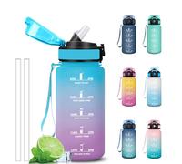 Grsta Botella Agua, 500ml Botella Agua Niños, Diseño de Cerradura, Cantimplora con Marcador de Tiempo, Portátil Cantimplora con Pajita A Prueba de Fugas para Guardería, Bicicleta, Gym