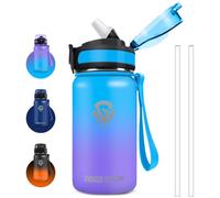 Grsta Botella Agua Acero Inoxidable, 500ml Botella Agua Niños, Botella de Agua sin BPA, Botella Reutilizable con Pajita, A Prueba de Fugas, Botella de Agua para Escuela, Gym, Oficina, Outdoor