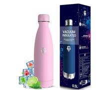 Grsta Botella Agua Acero Inoxidable, 500ml Botella Termica, A Prueba de Fugas, Botella Agua Niños, Doble Aislamiento, Botella sin Bpa, Cantimplora para la Escuela, Cafetería, Viajar, Cámping, Oficina