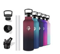Grsta Botella Agua Acero Inoxidable 500ml, Botella Termica, A Prueba de Fugas, Cantimplora Infantil, sin BPA, Botella con Pajita, Doble Aislamiento, Botella de Agua para la Escuela, Oficina, Cámping