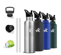 Grsta Botella Agua Acero Inoxidable- 500ml- Botella Termica, Cantimplora Acero Inoxidable, A Prueba de Fugas, Botella con Pajita, Aislamiento al Vacío, Termo para Escuela, Cafetería, Viajar, Deportes