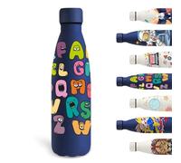 Grsta Botella Agua Acero Inoxidable, 500ml Botella Termica, Niños sin BPA, Personalizada con Letras, Cantimplora para la Escuela, Oficina, Viajar, Deportes, Azul Marino