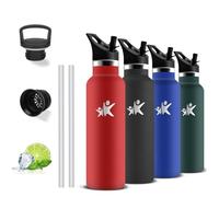 Grsta Botella Agua Acero Inoxidable- 500ml- Botella Termica, sin Bpa, Cantimplora Termica, A Prueba de Fugas, Termo con Pajita, Doble Aislamiento, Cantimplora Infantil para la Escuela, Yoga, Viajar