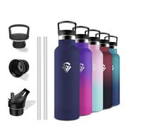 Grsta Botella Agua Acero Inoxidable, 500ml Termo, A Prueba de Fugas, Botella con Pajita, Aislamiento al Vacío, Botella Agua Niños sin Bpa, Cantimplora para la Escuela, Oficina, Cámping, Viajar