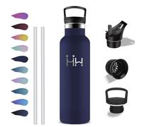 Grsta Botella Agua Acero Inoxidable- 750ml- Botella Termica, sin BPA, Botellas con Pajita, A Prueba de Fugas, Doble Aislamiento, Cantimplora Acero Inoxidable, para la Senderismo, Yoga, Oficina