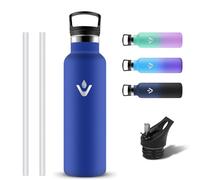 Grsta Botella Agua Acero Inoxidable 750ml, Cantimplora Termica con Pajita y Filtro, Reutilizable Termo a Prueba de Fugas, Botella Termica con 2 Tapones sin BPA para Deporte, Hogar, Gimnasio