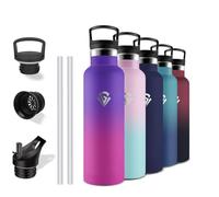 Grsta Botella Agua Acero Inoxidable - 750ml - Termo, A Prueba de Fugas, Botella con Pajita, sin BPA, Botella Aluminio, Aislamiento al Vacío, Cantimplora para Oficina, Cámping, Senderismo, Yoga
