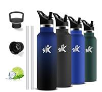 Grsta Botella Agua Acero Inoxidable, Botella Termica 0.75 litro, sin BPA, Cantimplora con Pajita, A Prueba de Fugas, Cantimplora Gym, Fácil de Limpiar, Acero Inoxidable 18/8, Termo para Gimnasio, Yoga