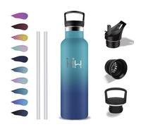 Grsta Botella Agua Acero Inoxidable, Botella Termica 500ml, A Prueba de Fugas, Botellas con Pajita, sin BPA, Doble Aislamiento, Cantimplora para la Escuela, Oficina, Viajar, Cámping