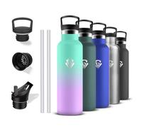 Grsta Botella Agua Acero Inoxidable, Botella Termica 500ml, A Prueba de Fugas, Cantimplora con Pajita, Mantiene 24H Frio/12H Calor, Cantimplora Infantil, para la Oficina, Deportiva, Escuela, Deportes