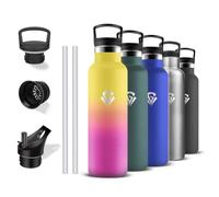 Grsta Botella Agua Acero Inoxidable, Botella Termica 500ml, A Prueba de Fugas, Cantimplora con Pajita, Mantiene 24H Frio/12H Calor, Cantimplora Infantil, para la Oficina, Running, Deportiva, Escuela