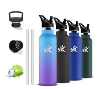 Grsta Botella Agua Acero Inoxidable, Botella Termica 500ml, A Prueba de Fugas, Cantimplora con Pajita, Mantiene 24H Frio/12H Calor, Cantimplora Gym, para la Oficina, Cámping, Escuela, Deportes, Yoga