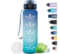 Grsta Botella Agua, Botella Agua Gimnasio con Filtro, Botella Agua 1 Litro, Fácil de Limpiar, Botella Agua Motivacional con Marca de Tiempo, Botella de Agua para Senderismo, Yoga, Correr
