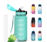 Grsta Botella Agua Niños, Botella Agua 500ml, A Prueba de Fugas Cantimplora con Pajita, Diseño de Cerradura, Portátil Cantimplora con Marcador de Tiempo para Guardería, Oficina, Colegio