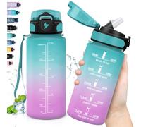 Grsta Botella Agua Niños, Botella con Pajita a Prueba de Fugas, Botella Agua 500ml, Fácil de limpiar, Botella Plastico Reutilizable para Adulto, Cantimplora para la Escuela, Oficina, Correr, Yoga
