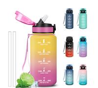 Grsta Botella Agua Niños, Portátil Botella Agua 500ml, Diseño de Cerradura, A Prueba de Fugas Cantimplora con Pajita, Cantimplora con Marcador de Tiempo para Exteriores, Viaje, Hogar