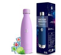 Grsta Botella Termica- 500ml- Botella de Agua, sin Bpa, A Prueba de Fugas, Botellas Agua Niños, Aislamiento al Vacío, Botella Agua Acero Inoxidable para la Escuela, Oficina, Cámping, Viajar