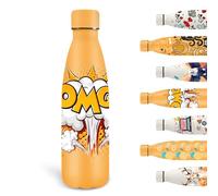 Grsta Botella Termica 500ml de Agua Acero Inoxidable, Personalizada sin BPA a Prueba de Fugas, Mantiene 24H Frio/12H Calor, para la Escuela, Oficina, Amarillo