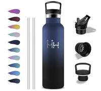 Grsta Botella Termica, Botella Agua Acero Inoxidable 1 litro, sin BPA, Cantimplora con Pajita, A Prueba de Fugas, Termo Acero Inoxidable, Doble Aislamiento, para Cámping, Gimnasio, Senderismo