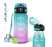 Grsta con Pajita, 500ml, Fácil de Limpiar, Botella Reutilizable con Marca de Tiempo, Cantimplora Infantil a Prueba de Fugas, Botella de Agua para Agua