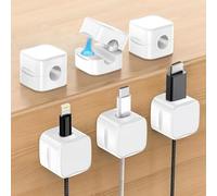 Grsta Organizador de Cables, 6 Piezas Cable Management, Organizador Cables, Fuerte Sujeta Cables Adhesivo, Soportes Magnéticos para Cables, para Carga USB, Oficina, HDMI, Escritorio Doméstico- Blanco