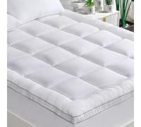 GRT Cubrecolchón tamaño King, 5 cm de grosor, rayón de bambú, acolchado con relleno alternativo de plumón de nieve 3D de 900 g/m², acolchado súper esponjoso extra profundo (King 150 x 200 cm)