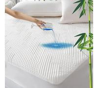 GRT Protector de Colchón 160x200 cm Impermeable Fibra de Bambú, Cubre Colchon Transpirable et Certificado Oeko-Tex, Funda para Colchon Estira hasta 40 cm de Profundidad (Blanco)