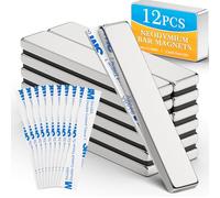 Grtard 12 imanes de neodimio de 60 x 10 x 3 mm, extrafuertes, con tira magnética, imanes de tierras raras con adhesivo de doble cara, imanes para nevera para uso múltiple