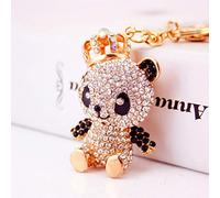 Grtdrm Dulce Panda Forma Cristal Rhinestone Chispeante Llavero Bolso Colgante Bolso Encanto para Mujeres Niñas Blanco/Opulento Jardín Mediano