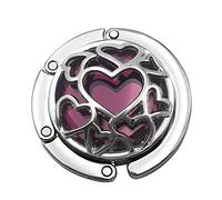 Grtdrm Múltiples corazones estilo premium plegable bolso gancho soporte mesa (morado)
