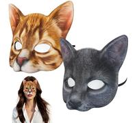 Grtheenumb 2Pcs Cat Mask, Realistic Cat Animal Mask for Halloween Christmas Easter Masquerade Cosplay Novelty Costume Party AccessoryCat