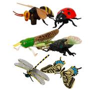 Grtheenumb Bug Toys 6 Piezas de Insectos de plástico realistas Surtidos Que Incluyen Mariposa, libélula, Mariquita y más Juguetes educativos de Aprendizaje para niños