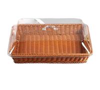 Grtheenumb Cestas de Pan para Servir, Cesta Tejida de 16.0 x 12.0 x 6.0 in con Tapa y asa, recipientes de Frutas a Prueba de Polvo para el hogar, Tienda, Picnic, marrón Oscuro