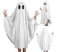 Grtheenumb disfraz de fantasma para niños pequeños|Disfraz de Halloween para niños con poncho fantasma, 39, 4 pulgadas, M