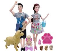 Grtheenumb Gente de casa de muñecas, casa de muñecas Familiar, muñeca Embarazada con bebé, papá y Mascota, Juguetes imitativos Seguros para niños