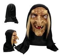 Grtheenumb Máscara de Halloween, máscara de bruja realista Halloween Cabeza completa Látex Vieja de miedo para adultos Decoración de la fiesta