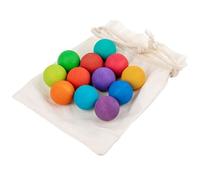 Grtheenumb Pelota Montessori, 12 Bolas de Madera, Bola de Madera educativa, Juguetes Montessori para niños de 3 años + Juegos preescolares para Aprender a clasificar y Contar Colores