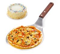 Grtheenumb Pizza de Pizza Paleta de Pizza de Acero Inoxidable de 6.5 Pulgadas con asa de Madera Pelea de Pizza Redonda Antiadherente para Hornear Pastel, Masa, Pan, Pasteles, Pizza Pala