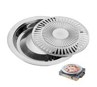 Grtheenumb Sartén para parrilla, sartén coreana para barbacoa, 12 rondas, antiadherente, segura, de acero inoxidable, coreana para cocinar en interiores y exteriores