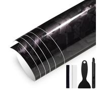 GRTHTATI 30cm x 150cm PET Vinilo Forged Fibra de Carbono para Coche Vinilo Adhesivo Coche de Protección para Interior/Exterior del Auto, Moto, Bicicleta (Negro Brillo, 30cm x 150cm)