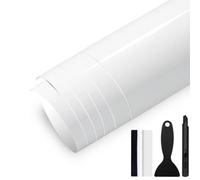 GRTHTATI Lámina autoadhesiva brillante para coche, 30 cm x 300 cm, con canales de aire, sin burbujas, para moto, bicicleta, bricolaje (blanco brillo, 30 cm x 300 cm)