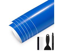 GRTHTATI Lámina autoadhesiva brillante para coche, 30 cm x 300 cm, con canales de aire, sin burbujas, para moto, bicicleta, bricolaje (brillo azul oscuro, 30 cm x 300 cm)